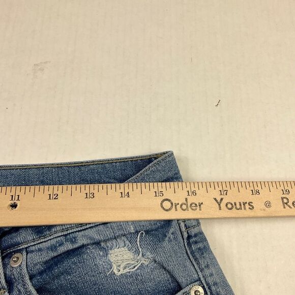 GAP Best Girlfriend Cropped Jeans Blue Embroidered Frayed Torn High Rise Size 28 - Picture 8 of 12